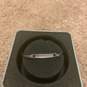 Sterling silver and diamond bangle bracelet